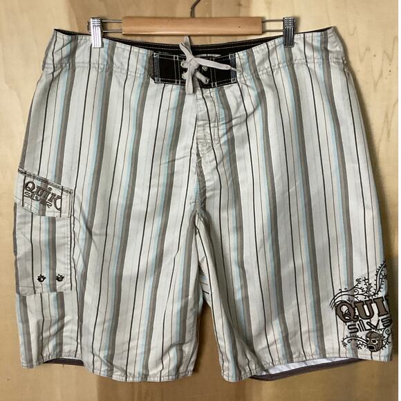 Quiksilver Shorts Mens 38 Striped Board Surf - Picture 1 of 7